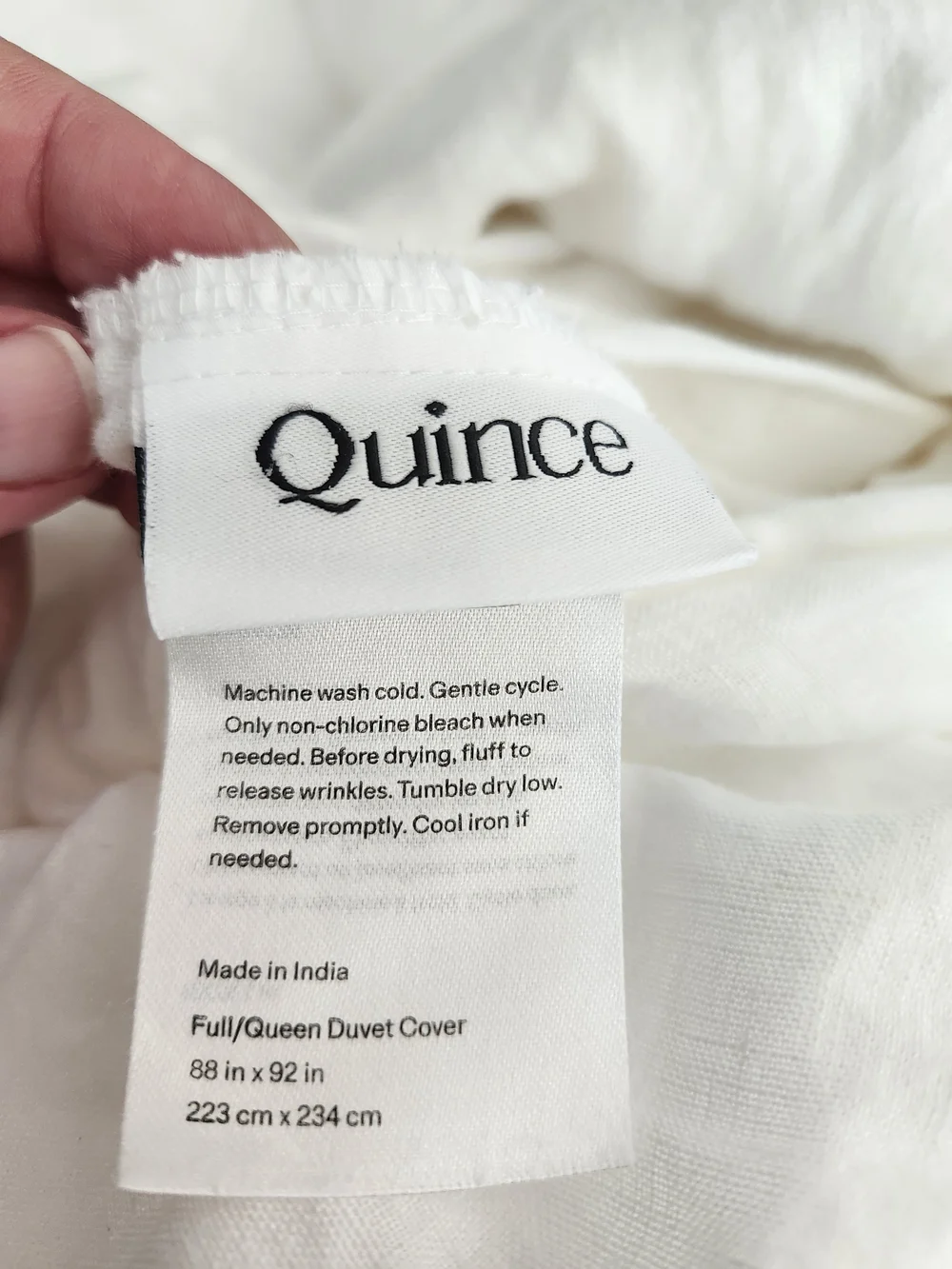 Quince European Linen Duvet Cover White Full/Queen 100% Linen EUC